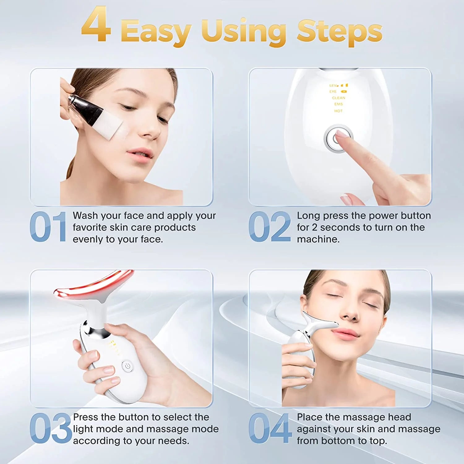  Facial and Neck Massage Kit, Double Chin Reducer Vibration Massager for Skin Care